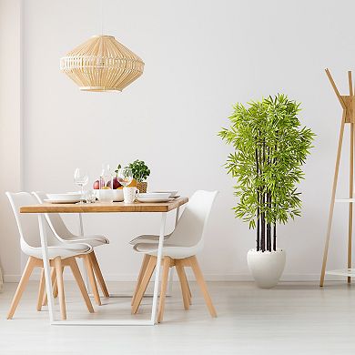 nearly natural 5-ft. UV Resistant Bamboo Artificial Tree with Black Trunks in White Planter