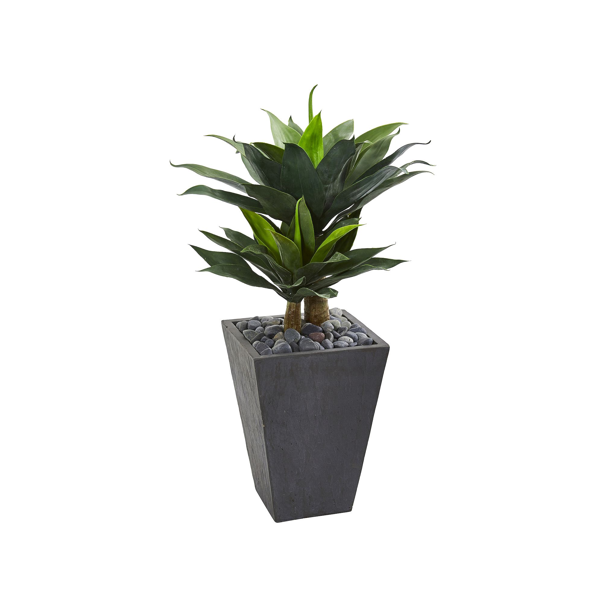 nearly natural 37-in. Double Agave Succulent Artificial Plant in Slate Plan