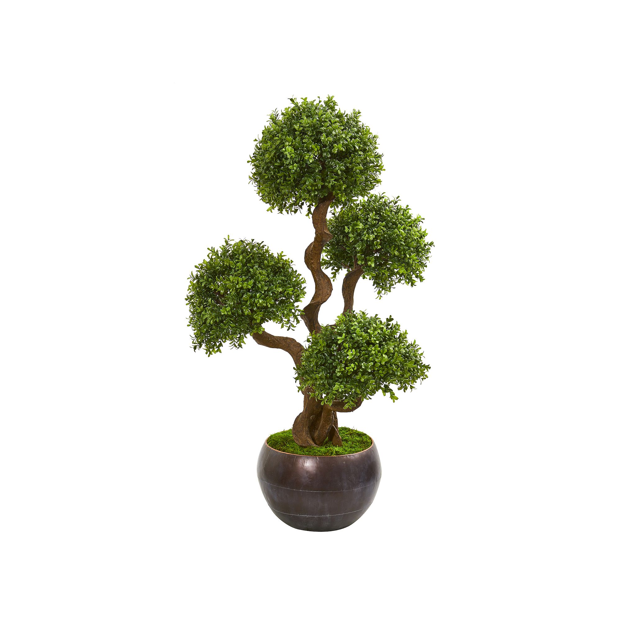 nearly natural 44-in. Four Ball Boxwood Artificial Topiary Tree in Planter,