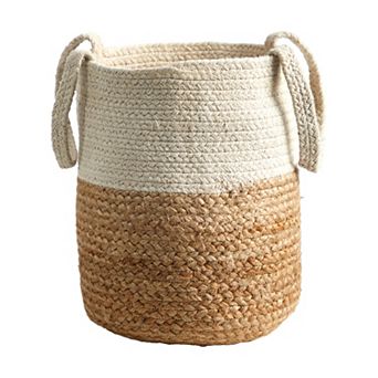 nearly natural 12.5 in Natural Jute & Cotton Basket Planter