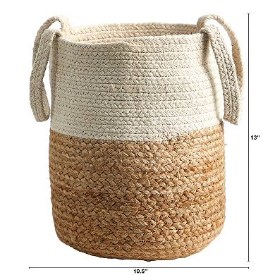 nearly natural 12.5-in. Natural Jute & Cotton Basket Planter