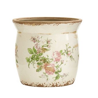 nearly natural 8 in Tuscan Ceramic Floral Print Planter