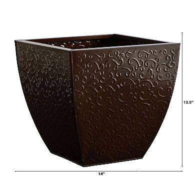 nearly natural 14-in. Embossed Metal Scroll Planter