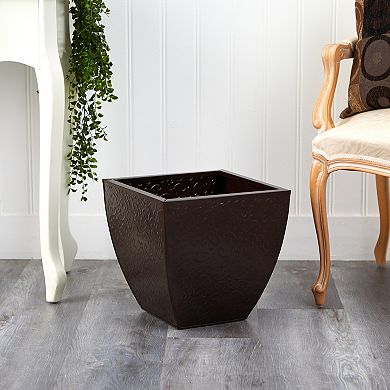 nearly natural 14-in. Embossed Metal Scroll Planter