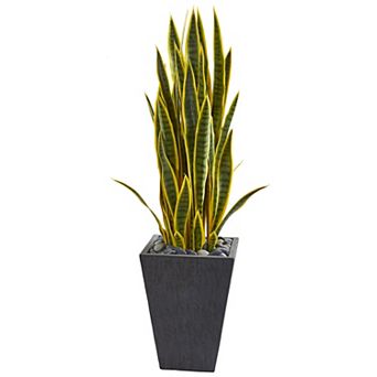 nearly natural 3.5-ft. Sansevieria Artificial Plant in Slate Planter