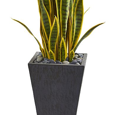 nearly natural 3.5-ft. Sansevieria Artificial Plant in Slate Planter