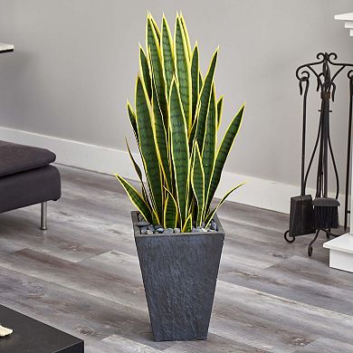 nearly natural 3.5-ft. Sansevieria Artificial Plant in Slate Planter