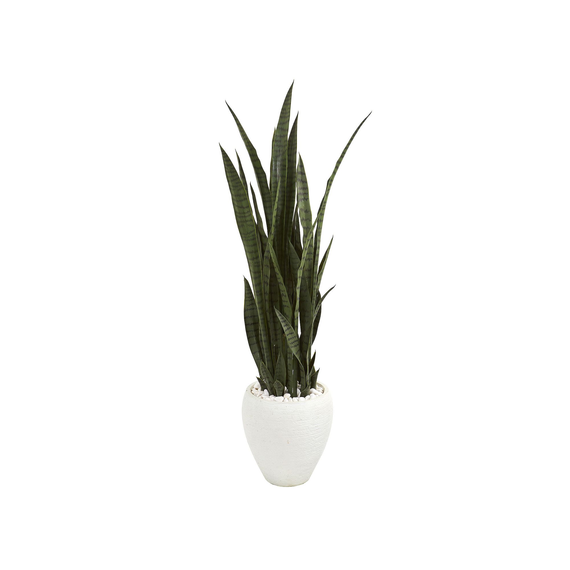 nearly natural 51-in. Sansevieria Artificial Plant in White Planter, Green
