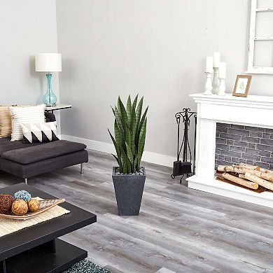nearly natural 45-in. Sansevieria Artificial Plant in Slate Planter