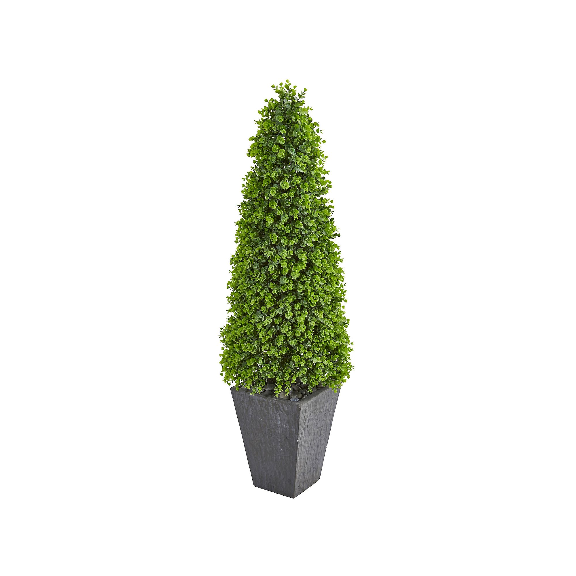 nearly natural 57-in. Eucalyptus Topiary Artificial Tree in Slate Planter, 