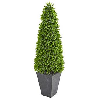 nearly natural 57 in Eucalyptus Topiary Artificial Tree in Slate Planter
