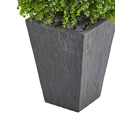 nearly natural 57-in. Eucalyptus Topiary Artificial Tree in Slate Planter