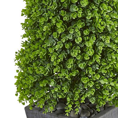 nearly natural 57-in. Eucalyptus Topiary Artificial Tree in Slate Planter
