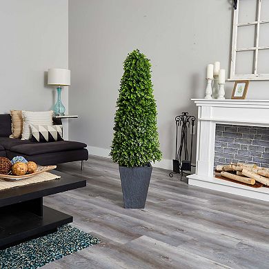 nearly natural 57-in. Eucalyptus Topiary Artificial Tree in Slate Planter