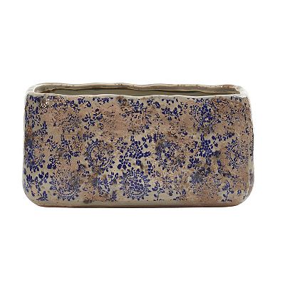 Nearly Natural 10-in Tuscan Ceramic Rectangle Planter