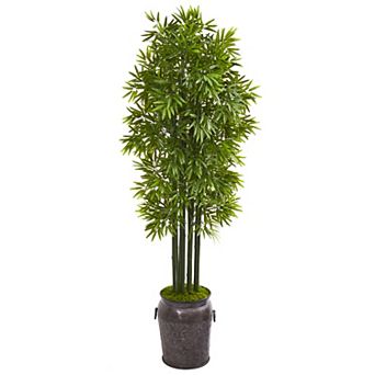 nearly natural 6-ft. UV Resistant Bamboo Artificial Tree with Black Trunks in Planter