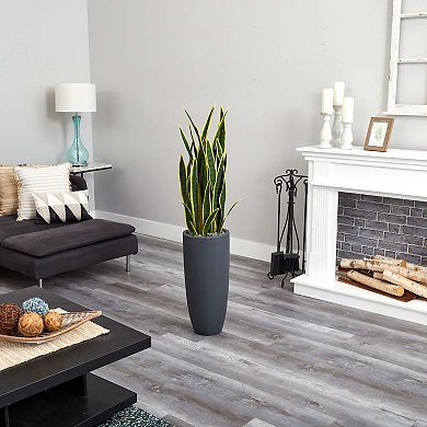 nearly natural 4.5-ft. Sansevieria Artificial Plant in Gray Planter