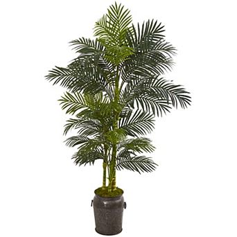nearly natural 7-ft. Golden Cane Artificial Palm Tree in Decorative Planter