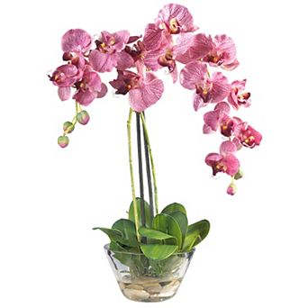 nearly natural Pink Phalaenopsis with Glass Vase Silk Flower Arrangement