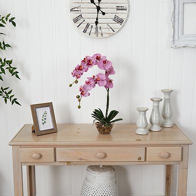 nearly natural Pink Phalaenopsis with Glass Vase Silk Flower Arrangement