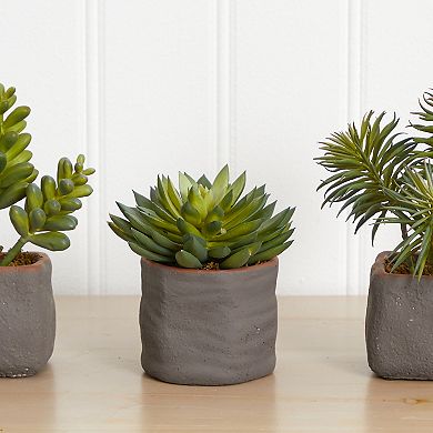 nearly natural 3-pc. Mixed Succulent Trio Artificial Plant Set
