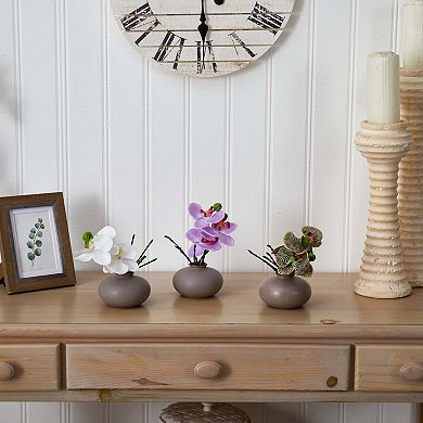 nearly natural 3-pc. 7-in. Phalaenopsis Orchid Artificial Arrangement Set