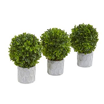 nearly natural 3 pc 9 in Boxwood Artificial Mini Topiary Set
