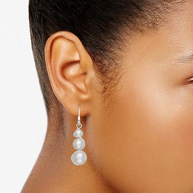 You're Invited Silver Tone Simulated 3 Pearl Drop Earrings