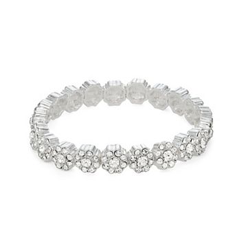 You're Invited Silver Tone Crystal Accent Stretch Bracelet