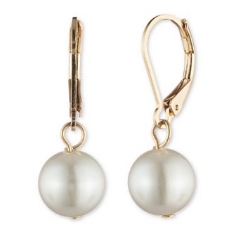 You're Invited Gold Tone Simulated Pearl Drop Earrings