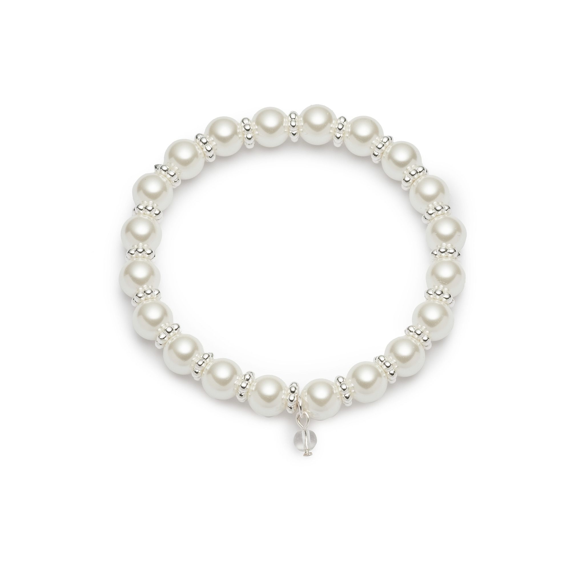 Youre Invited Silver Tone Crystal Accent & Simulated Pearl Stretch Bracele