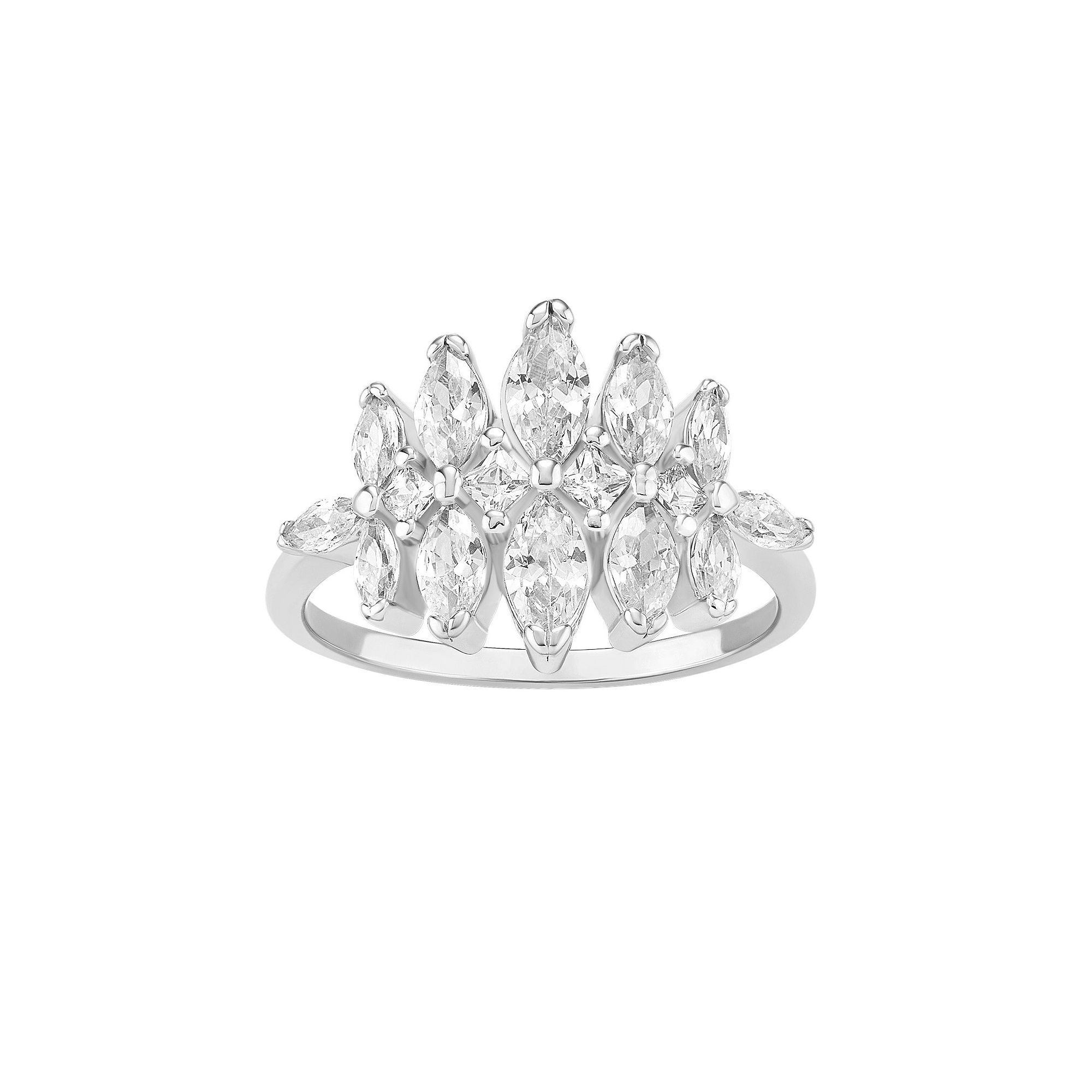 PRIMROSE Sterling Silver Graduated Cubic Zirconia Ring, Womens, Size: 9, S