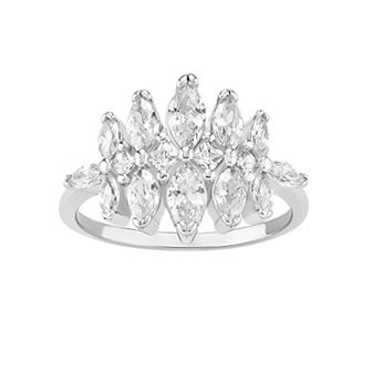 PRIMROSE Sterling Silver Graduated Cubic Zirconia Ring