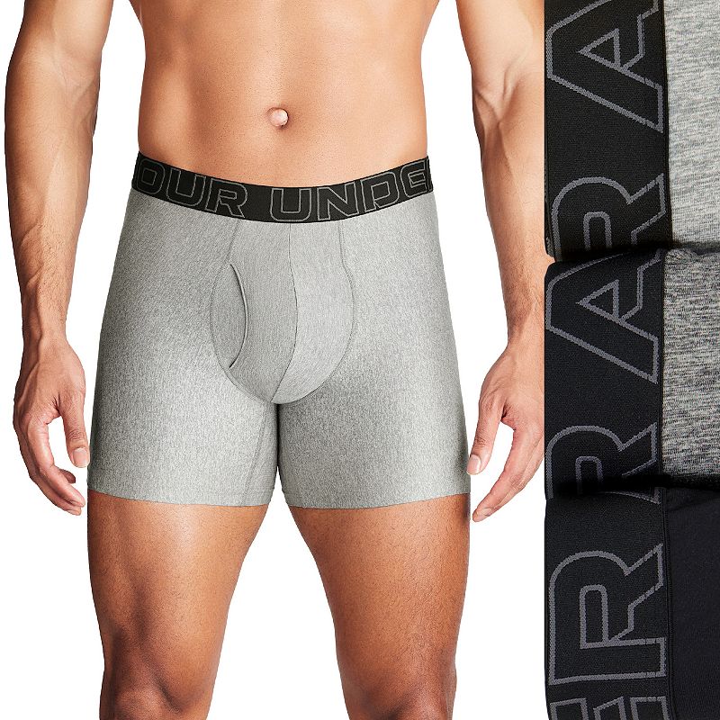 Men's Under Armour 3-pack Performance Tech 6-in. Boxer Briefs, Size: 4XL, Silver