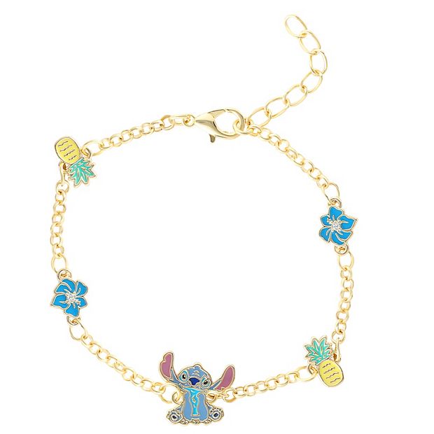 Disney Womens Stitch Bracelet With Station Pendants 6.5 + 1