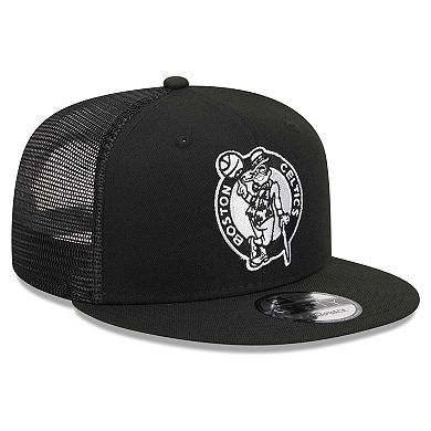 Men's New Era Black Boston Celtics Evergreen 9FIFTY Trucker Snapback Hat