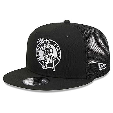 Men's New Era Black Boston Celtics Evergreen 9FIFTY Trucker Snapback Hat