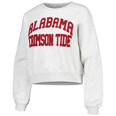 Women's ZooZatz Oatmeal Alabama Crimson Tide Core Chenille Cropped Pullover Sweatshirt