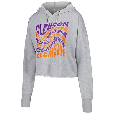 Women's ZooZatz Gray Clemson Tigers Swirl Cropped Pullover Hoodie