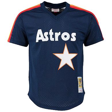 Men's Mitchell & Ness Craig Biggio Navy Houston Astros 1991 Cooperstown Collection Mesh Pullover Jersey