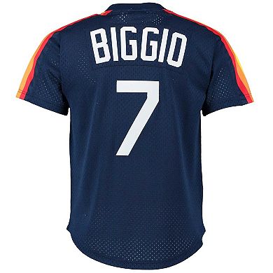 Men's Mitchell & Ness Craig Biggio Navy Houston Astros 1991 Cooperstown Collection Mesh Pullover Jersey