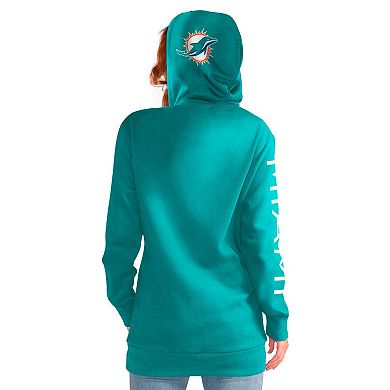 Women's G-III 4Her by Carl Banks Aqua Miami Dolphins Extra Inning Pullover Hoodie