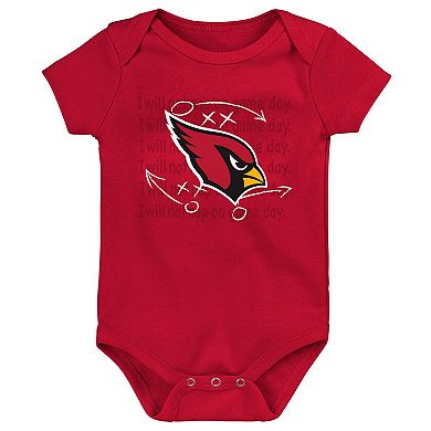 "Newborn & Infant Black/Cardinal/Heather Gray Arizona Cardinals Three-Pack Eat, Sleep & Drool Retro Bodysuit Set"