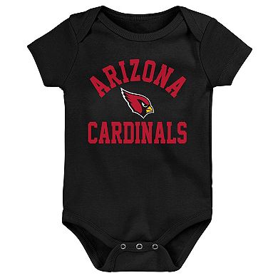 "Newborn & Infant Black/Cardinal/Heather Gray Arizona Cardinals Three-Pack Eat, Sleep & Drool Retro Bodysuit Set"