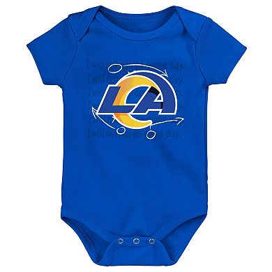 "Newborn & Infant Gold/Royal/Heather Gray Los Angeles Rams Three-Pack Eat, Sleep & Drool Retro Bodysuit Set"