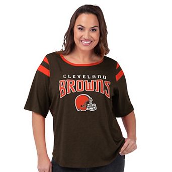 Women's G-III 4Her by Carl Banks Brown Cleveland Browns Plus Size Linebacker T-Shirt