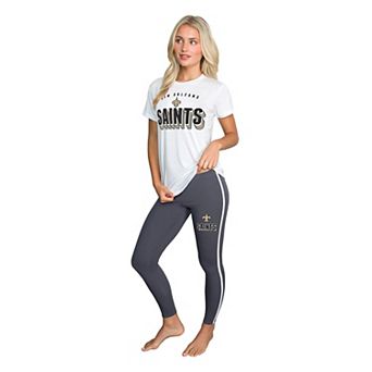 Women's Concepts Sport White/Charcoal New Orleans Saints Sonata Short Sleeve Top & Leggings Set