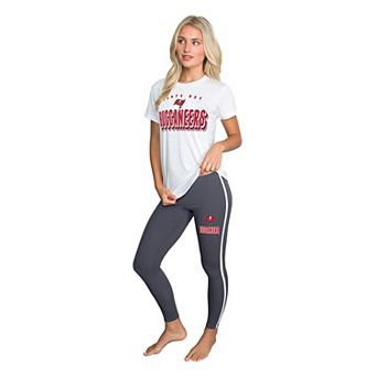 Women's Concepts Sport White/Charcoal Tampa Bay Buccaneers Sonata Short Sleeve Top & Leggings Set