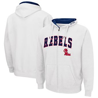 Men's Colosseum White Ole Miss Rebels Arch & Logo 3.0 Full-Zip Hoodie