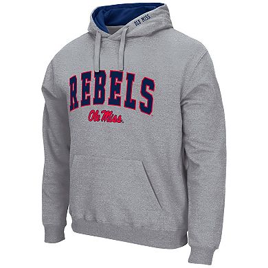 Men's Colosseum Heather Gray Ole Miss Rebels Arch & Logo 3.0 Pullover Hoodie
